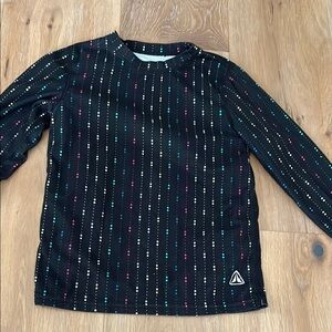 Firefly Kids' Black Patterned Long Sleeve fleece base layer Shirt